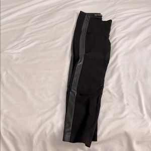 High waist leggings, faux leather stripes.